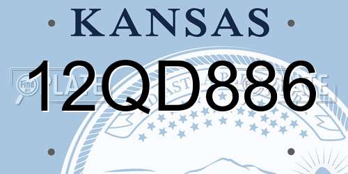 12QD886 Kansas License Plate