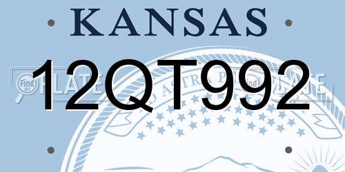 12QT992 Kansas License Plate