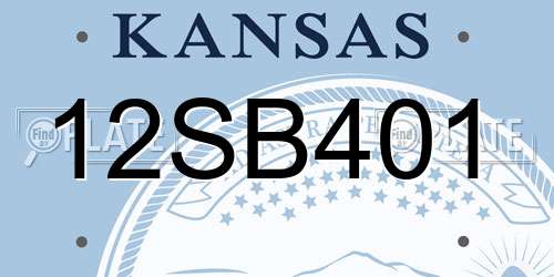 12SB401 Kansas License Plate