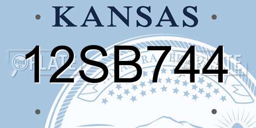 12SB744 Kansas License Plate