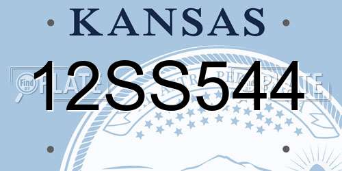 12SS544 Kansas License Plate