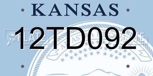 12TD092 Kansas License Plate