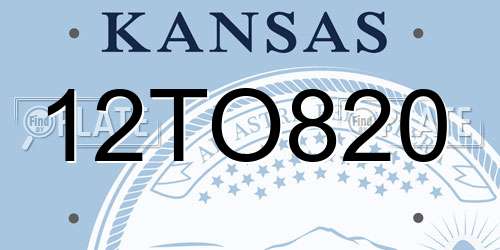 12TO820 Kansas License Plate