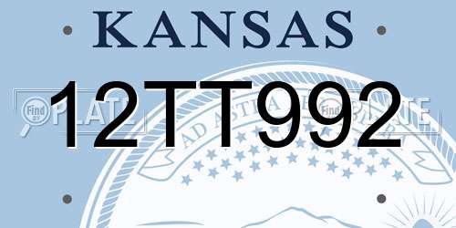 12TT992 Kansas License Plate