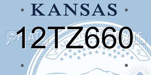 12TZ660 Kansas License Plate