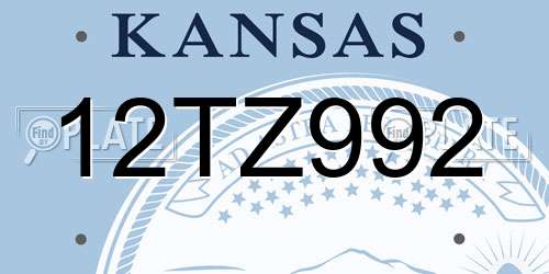 12TZ992 Kansas License Plate