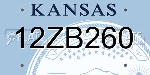 12ZB260 Kansas License Plate