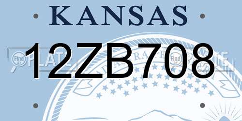 12ZB708 Kansas License Plate