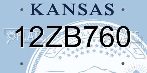 12ZB760 Kansas License Plate