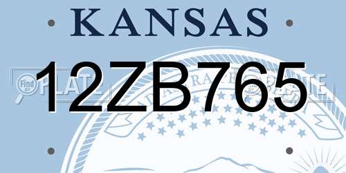 12ZB765 Kansas License Plate