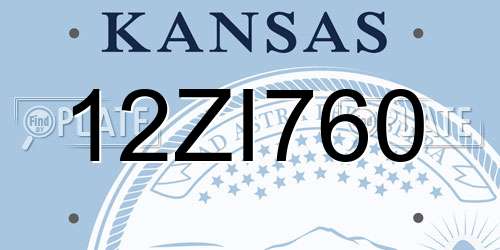 12ZI760 Kansas License Plate