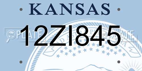 12ZI845 Kansas License Plate