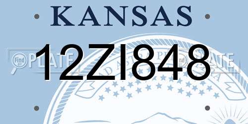 12ZI848 Kansas License Plate