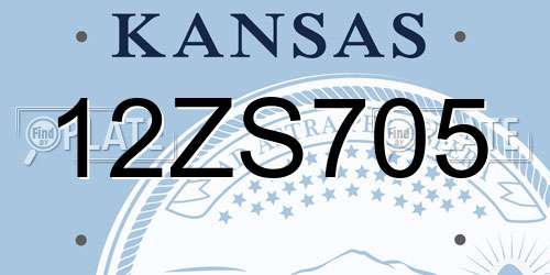12ZS705 Kansas License Plate