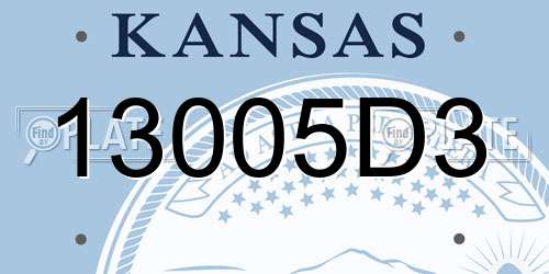 13005D3 Kansas License Plate