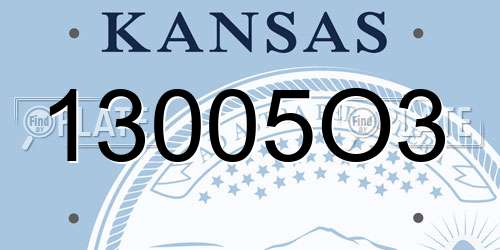 13005O3 Kansas License Plate