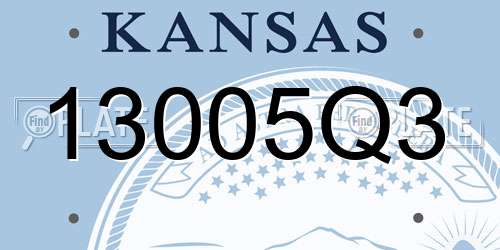 13005Q3 Kansas License Plate