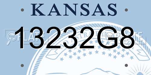 13232G8 Kansas License Plate