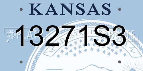 13271S3 Kansas License Plate