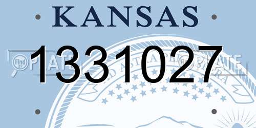 1331027 Kansas License Plate