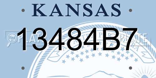 13484B7 Kansas License Plate