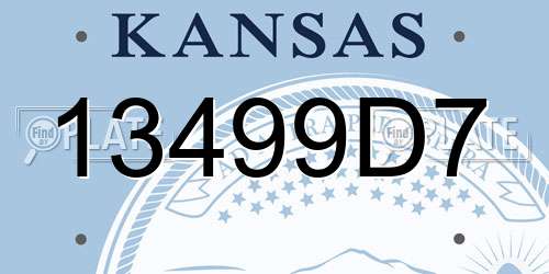 13499D7 Kansas License Plate