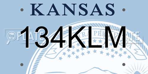 134KLM Kansas License Plate