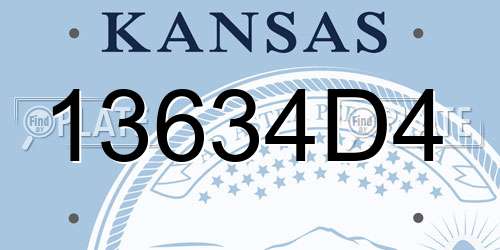 13634D4 Kansas License Plate