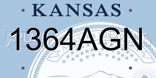 1364AGN Kansas License Plate