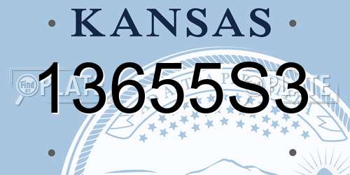 13655S3 Kansas License Plate