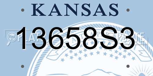 13658S3 Kansas License Plate