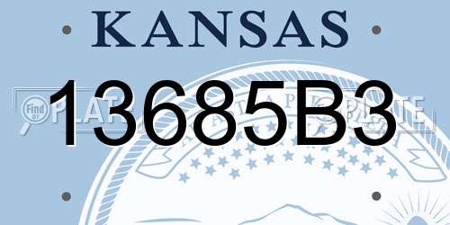 13685B3 Kansas License Plate