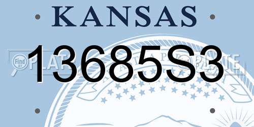 13685S3 Kansas License Plate