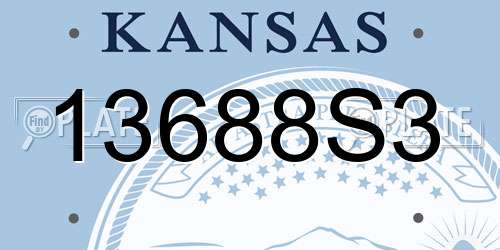 13688S3 Kansas License Plate