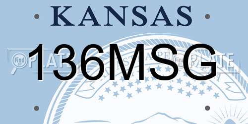 136MSG Kansas License Plate