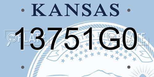 13751G0 Kansas License Plate
