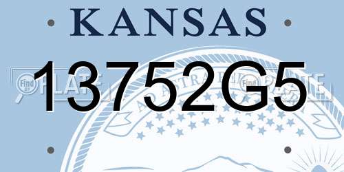 13752G5 Kansas License Plate