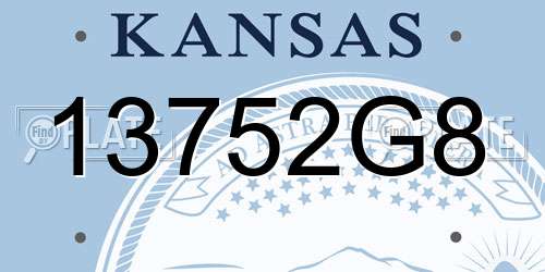 13752G8 Kansas License Plate