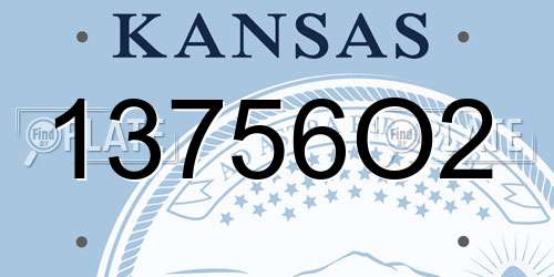 13756O2 Kansas License Plate