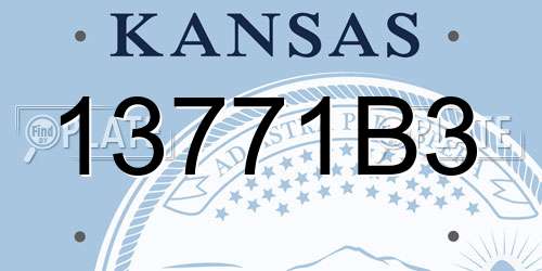 13771B3 Kansas License Plate