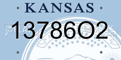 13786O2 Kansas License Plate