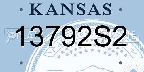 13792S2 Kansas License Plate