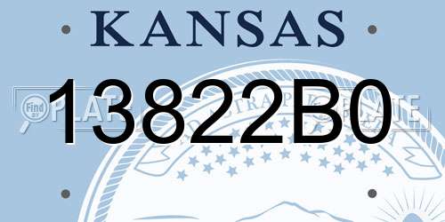 13822B0 Kansas License Plate