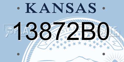 13872B0 Kansas License Plate