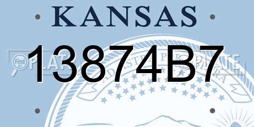 13874B7 Kansas License Plate