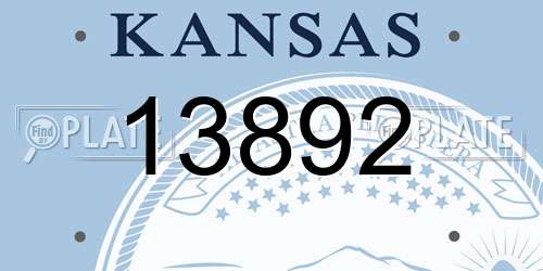 13892 Kansas License Plate