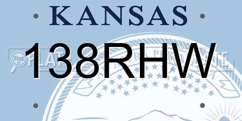 138RHW Kansas License Plate
