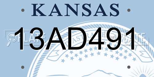 13AD491 Kansas License Plate