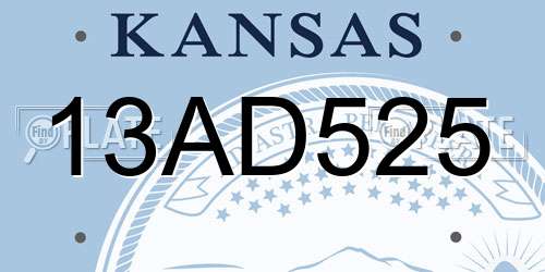 13AD525 Kansas License Plate