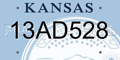 13AD528 Kansas License Plate